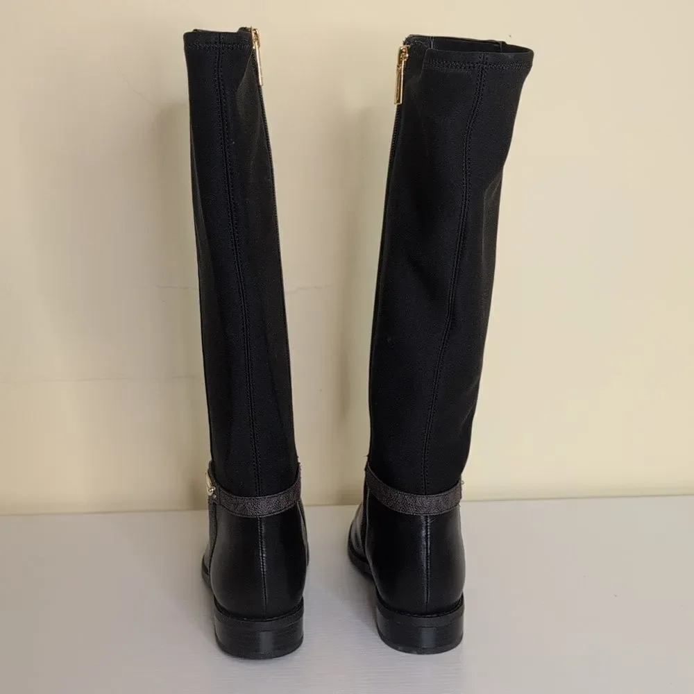 Michael Kors 5.5 Finley Leather Boot In Black/Brown, NEW In Box